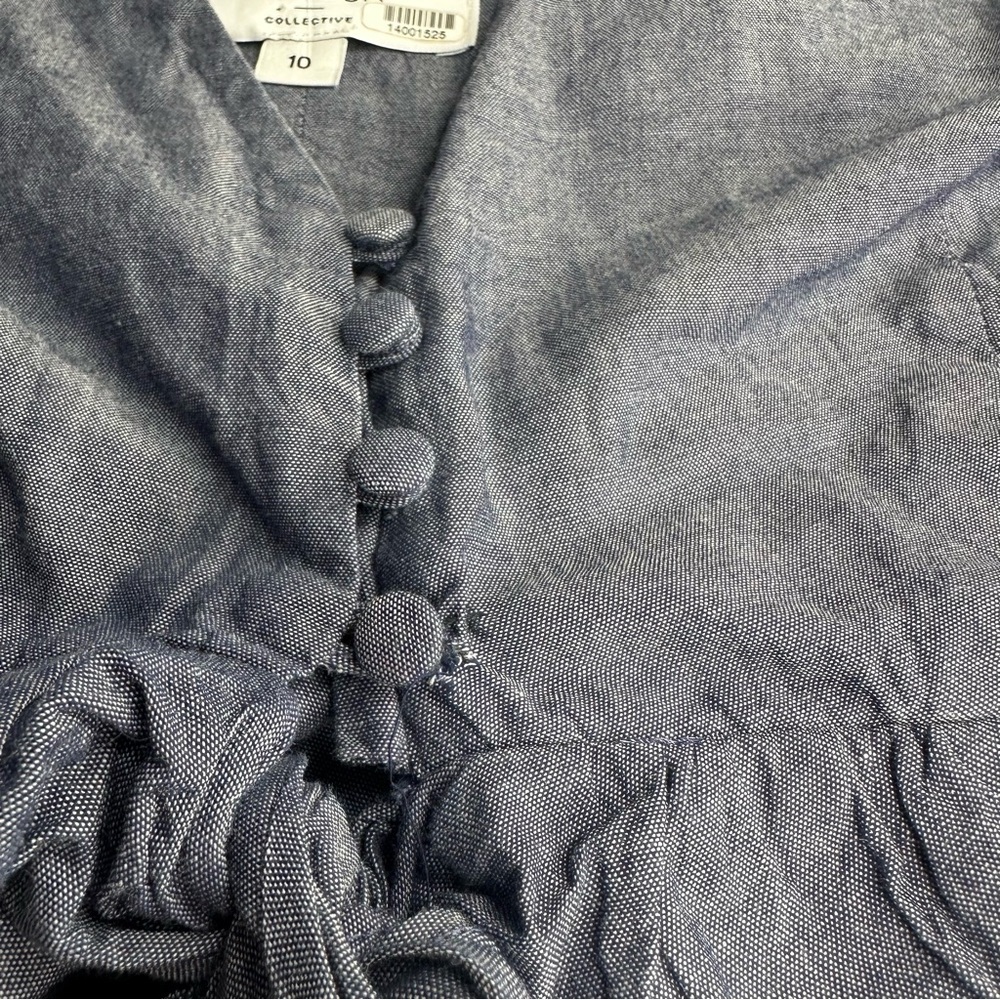 Chambray Ruffle Crop Top by Thakoon Size 10 - Picture 9 of 15